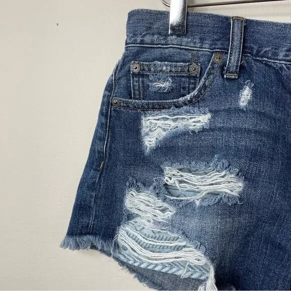 American Eagle vintage hi rise festival ripped embroidered pocket jean shorts 2 - Picture 2 of 9